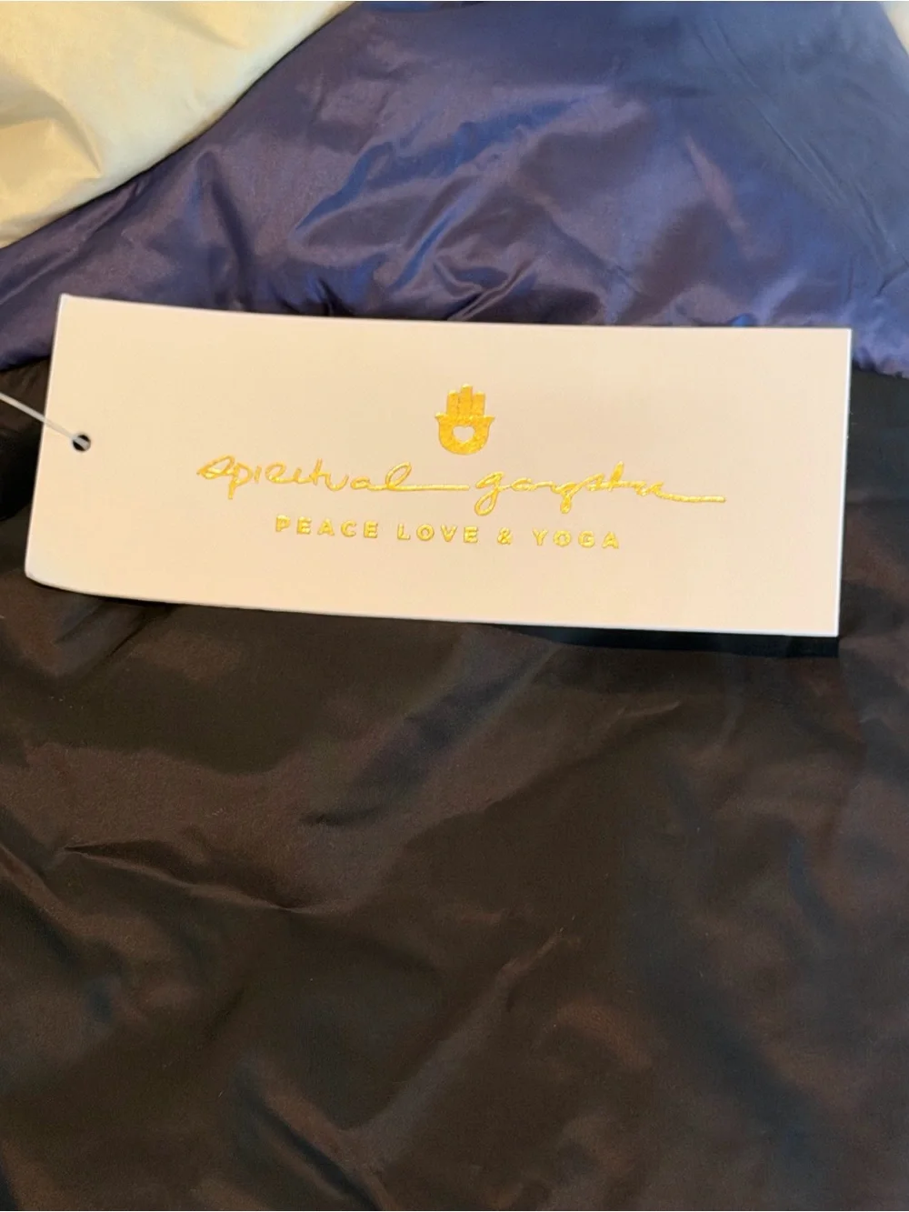 Spiritual Gangster Aero Colorblock Puffer Jacket Small NWT Cream Blue Black